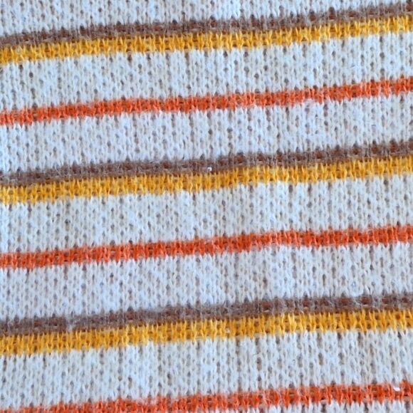 Smiley Face Sweater Yellow Striped Loose Knit Pullover Small by Easel NWT Cream - Picture 9 of 16